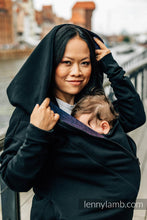 Laden Sie das Bild in den Galerie-Viewer, Asymmetrical Hoodie - Black with Wild Wine - Bouquet
