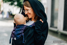 Laden Sie das Bild in den Galerie-Viewer, Asymmetrical Hoodie - Black with Wild Wine - Bouquet
