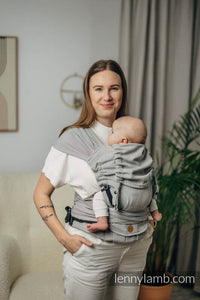 LennyHybrid Half Buckle Carrier - LITTLE HERRINGBONE GREY - 100% cotton - Standard