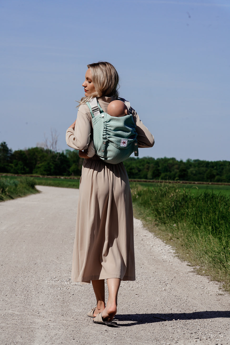 Onbu Baby Carrier - Heart2Heart Mint - 100% organic cotton