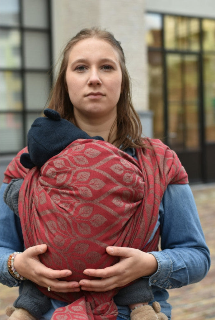 Yaro Ring Sling - Yaro La Vita Burgundy Gray Wool Blend Ring Sling - 60% Cotton, 30% Wool, 5% Silk, 5% Cashmere