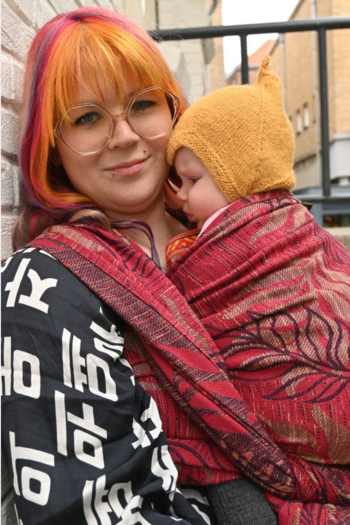 Yaro ringsjal - Oasis Duo Lila Beige Bordeaux Wool Blend Ring Sling - 50% ull, 40% bomull, 10% silke - Utförsäljning!