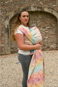 Yaro Ring Sling - Petals Ultra Bonbon Rainbow Linen Ring Sling - 60% cotton, 30% linen, 5% seacell and 5% kapok