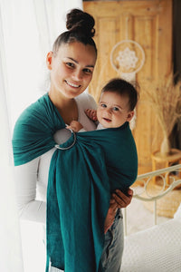 Little Frog Ring Sling - Pure Linen Deep Aqua - 100% linen