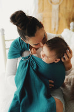 Load image into Gallery viewer, Little Frog Ring Sling - Pure Linen Deep Aqua - 100% linen
