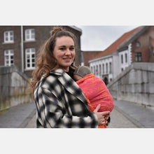 Ladda upp bild till gallerivisning, Yaro ringsjal - Elvish Duo Yellow Pink Orange Ring Sling - 100% bomull - Utförsäljning!
