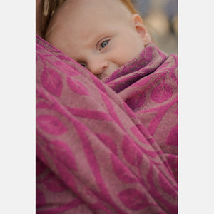 Yaro ring sling - La Vita Duo Wildebeast Fuchsia Black Cashmere Wool - 40% cotton, 40% cashmere, 20% merino wool